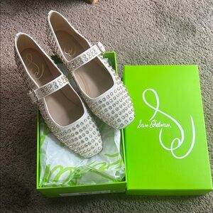 Sam Edelman White Studded Mary Jane Flats